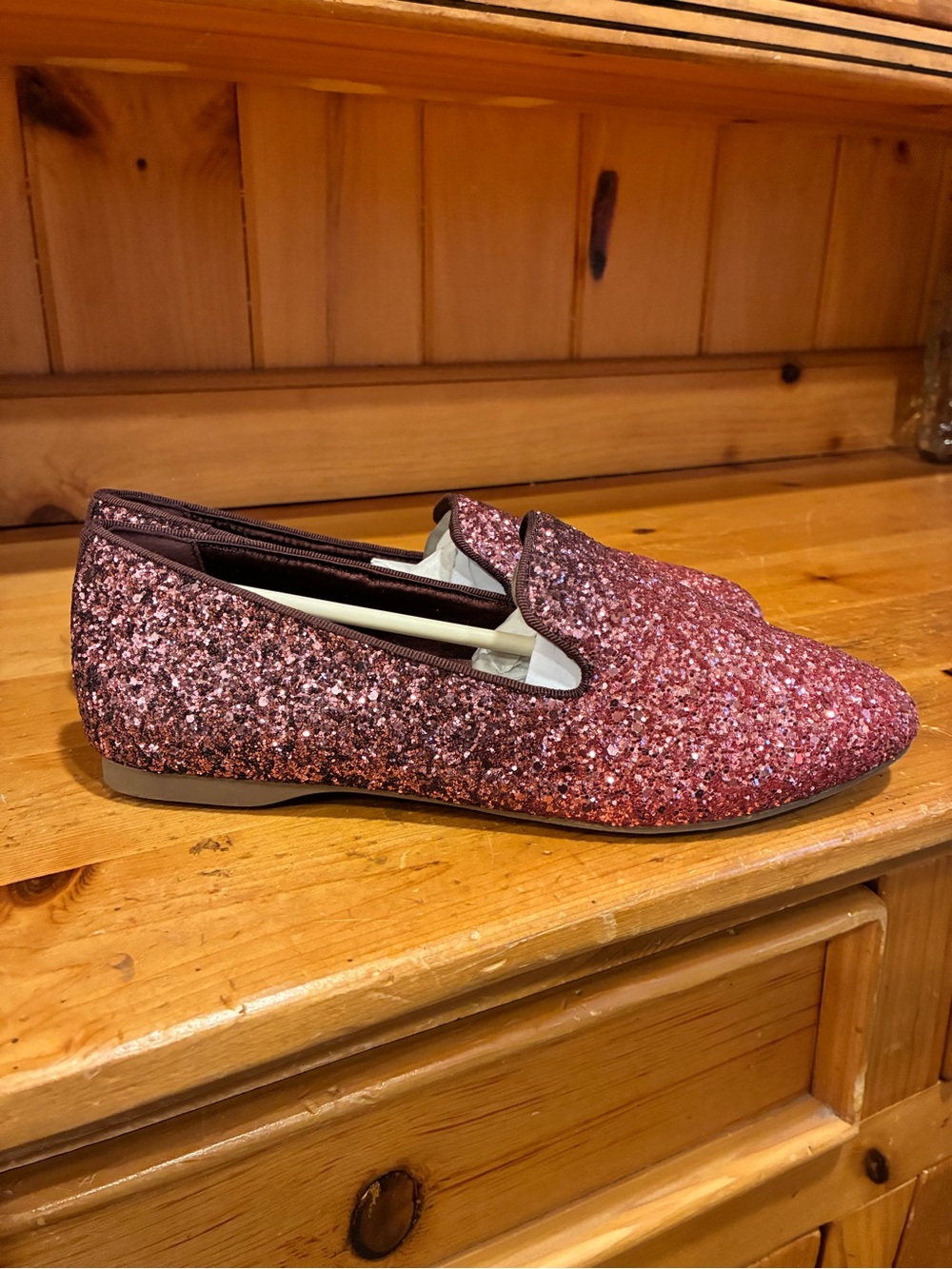 Birdies The Starling Rose Gold Glitter Loafer Flats Size 6 New - Picture 3 of 9